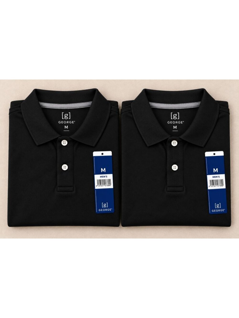 George Short Sleeve Pique Polo Shirts Men’s Size Medium 2-Pack NWT - Black